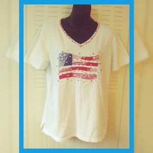 QUACKER FACTORY Flag Top Multi Texture Bling Small